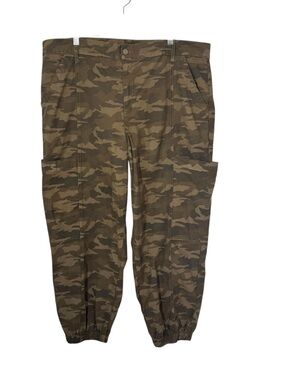American Eagle Baggy Jogger Pants Women’s 20 Green Camo Cargo Stretch Twill NWT
